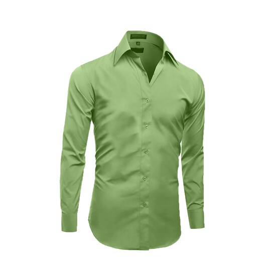 apple dress shirt Men's Apple Green Satin Dress Shirt with Tie & Handkerchief 15.5 34/35 / Apple Green